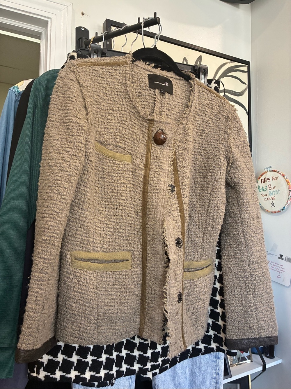 Isabel Marant tweed Jacket in Beige with Contrast Trim